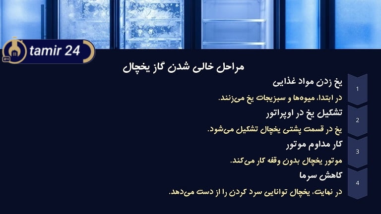 مراحل خالی شدن گاز یخچال