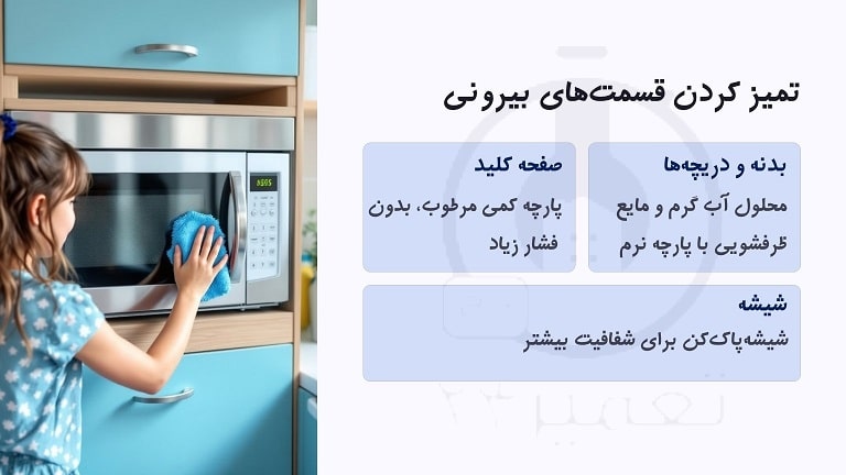 تمیز کردن بخش های بیرونی مایکروویو و سولاردام