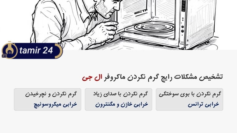 عیب یابی داغ نکردن مایکروویو ال جی
