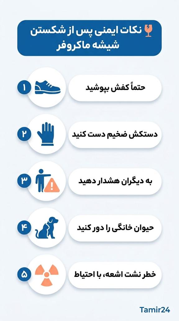 نکات ایمنی پس از شکستن شیشه ماکروفر