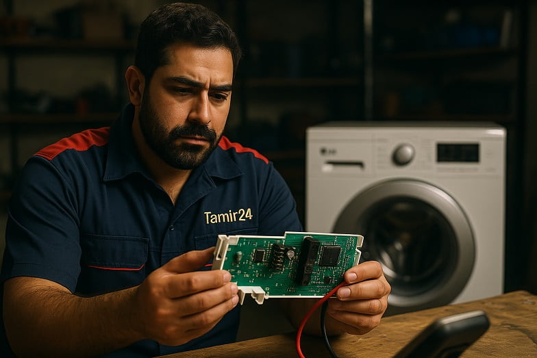 عیب یابی تخصصی برد برای رفع خطای E1 لباسشویی ال جی