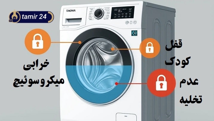 دلایل قفل شدن درب لباسشویی اسنوا