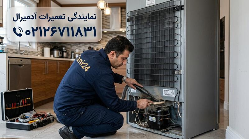 سرویس دوره‌ای و شستشوی کندانسور یخچال آدمیرال آمریکایی